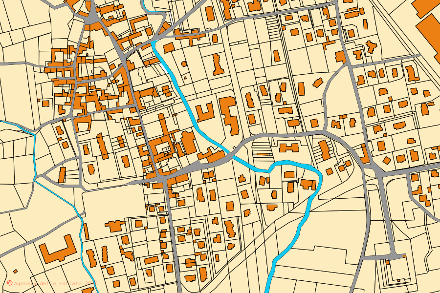 Cadastral map of the centre of Ambivere: parcels and buildings, Agenzia delle Entrate cartography