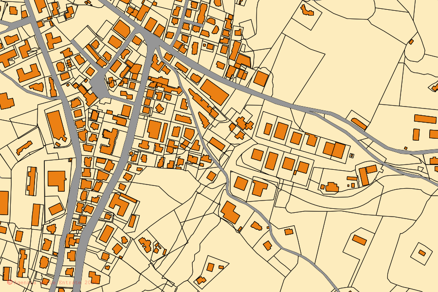 Cadastral map of the centre of Amelia: parcels and buildings, Agenzia delle Entrate cartography
