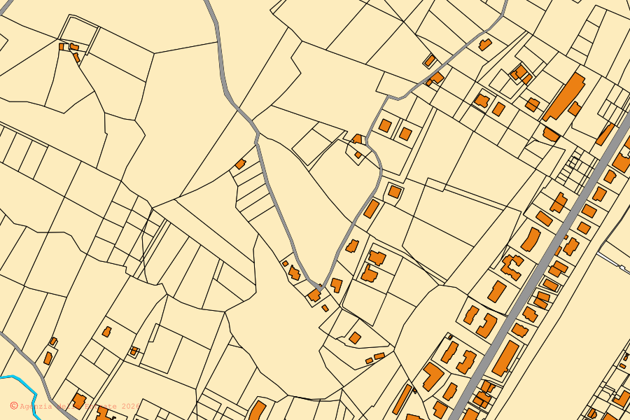 Cadastral map of the centre of Amendolara: parcels and buildings, Agenzia delle Entrate cartography