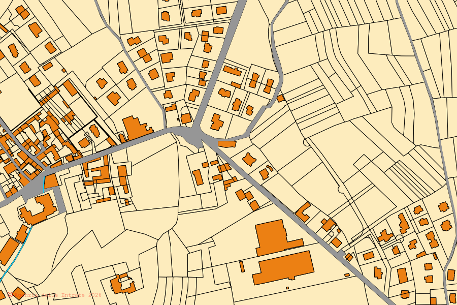 Cadastral map of the centre of Andezeno: parcels and buildings, Agenzia delle Entrate cartography