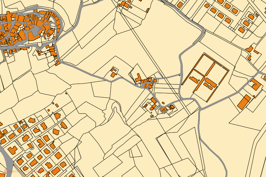 Cadastral map of the centre of Anghiari: parcels and buildings, Agenzia delle Entrate cartography