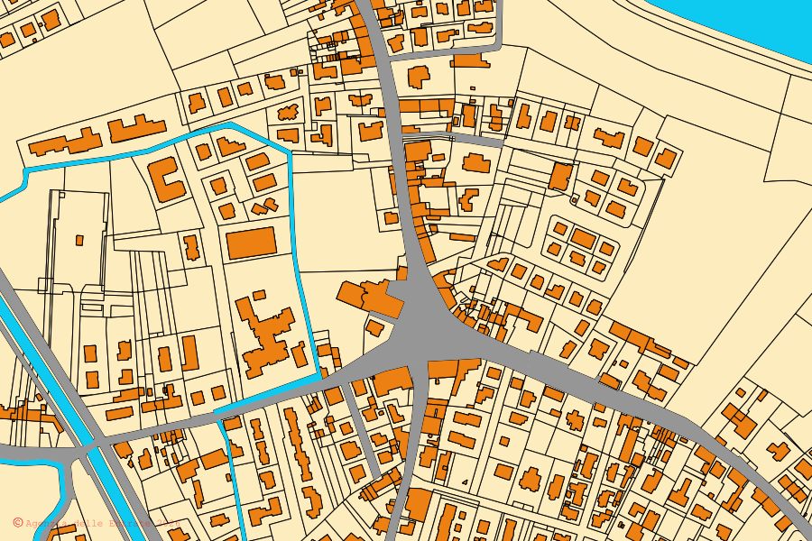 Cadastral map of the centre of Angiari: parcels and buildings, Agenzia delle Entrate cartography