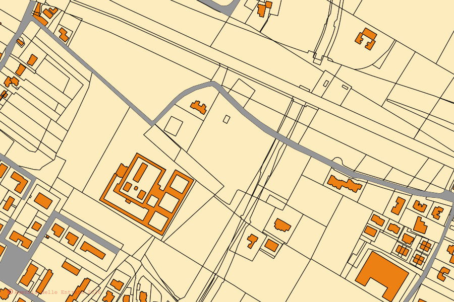 Cadastral map of the centre of Anzola dell'Emilia: parcels and buildings, Agenzia delle Entrate cartography