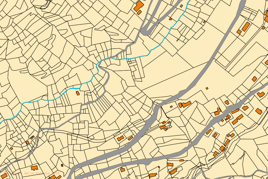 Cadastral map of the centre of Aosta: parcels and buildings, Agenzia delle Entrate cartography