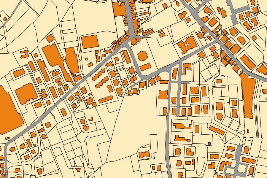 Cadastral map of the centre of Appignano: parcels and buildings, Agenzia delle Entrate cartography