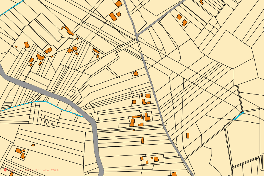 Cadastral map of the centre of Aquino: parcels and buildings, Agenzia delle Entrate cartography