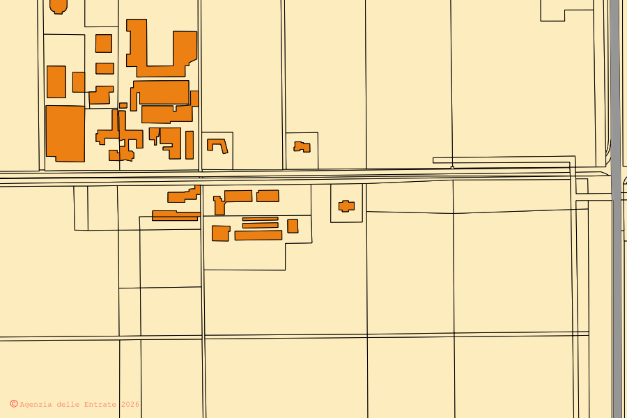 Cadastral map of the centre of Arborea: parcels and buildings, Agenzia delle Entrate cartography