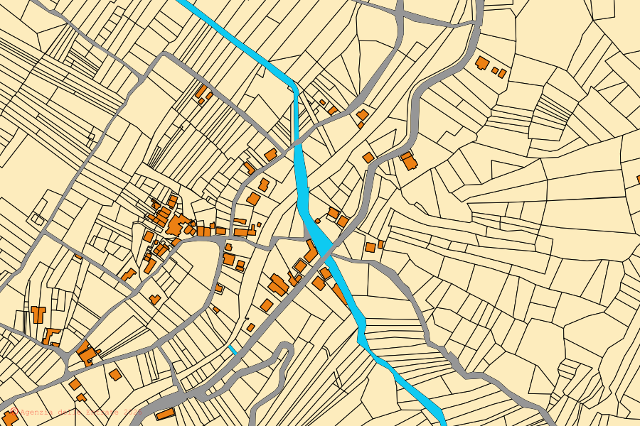 Cadastral map of the centre of Archi: parcels and buildings, Agenzia delle Entrate cartography