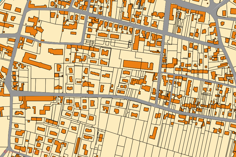 Cadastral map of the centre of Arcole: parcels and buildings, Agenzia delle Entrate cartography