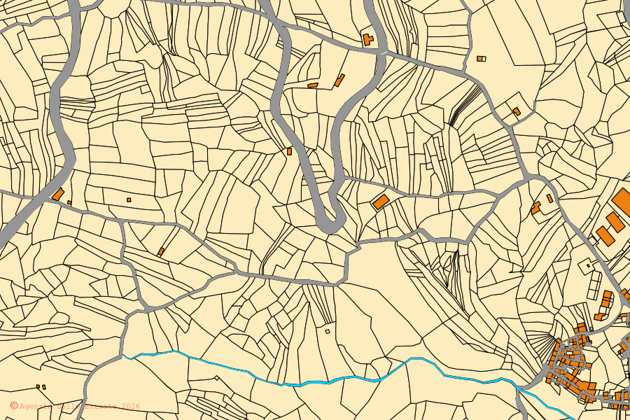Cadastral map of the centre of Armento: parcels and buildings, Agenzia delle Entrate cartography
