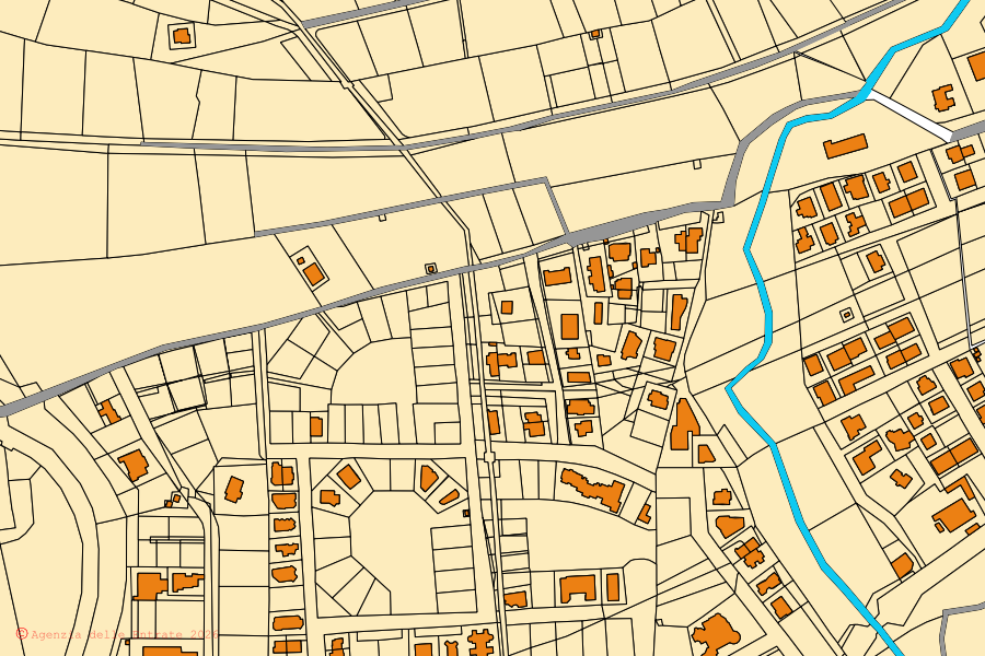 Cadastral map of the centre of Arzachena: parcels and buildings, Agenzia delle Entrate cartography