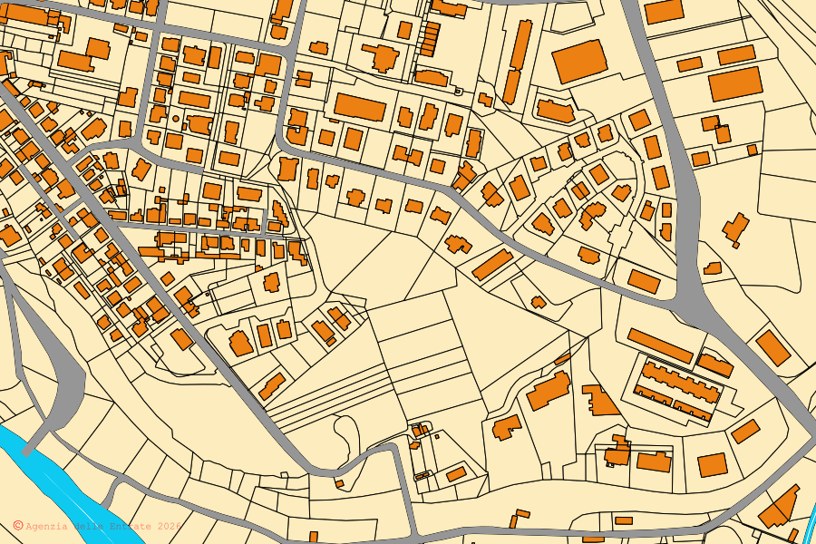 Cadastral map of the centre of Attigliano: parcels and buildings, Agenzia delle Entrate cartography