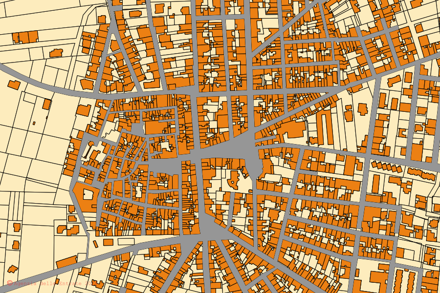 Cadastral map of the centre of Avetrana: parcels and buildings, Agenzia delle Entrate cartography