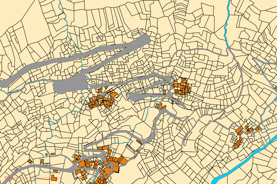 Cadastral map of the centre of Avise: parcels and buildings, Agenzia delle Entrate cartography