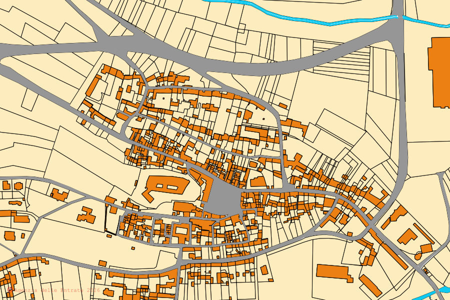 Cadastral map of the centre of Azeglio: parcels and buildings, Agenzia delle Entrate cartography