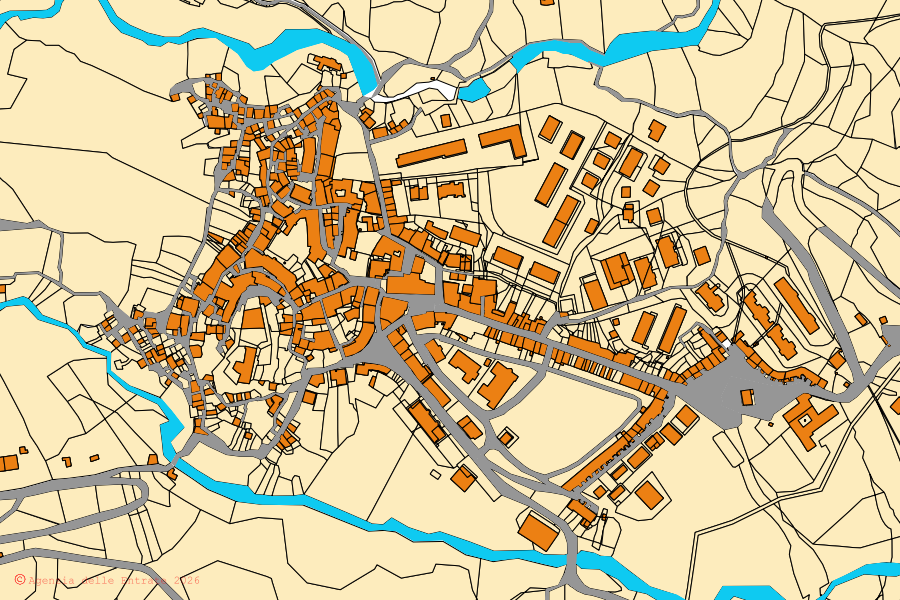 Cadastral map of the centre of Balvano: parcels and buildings, Agenzia delle Entrate cartography