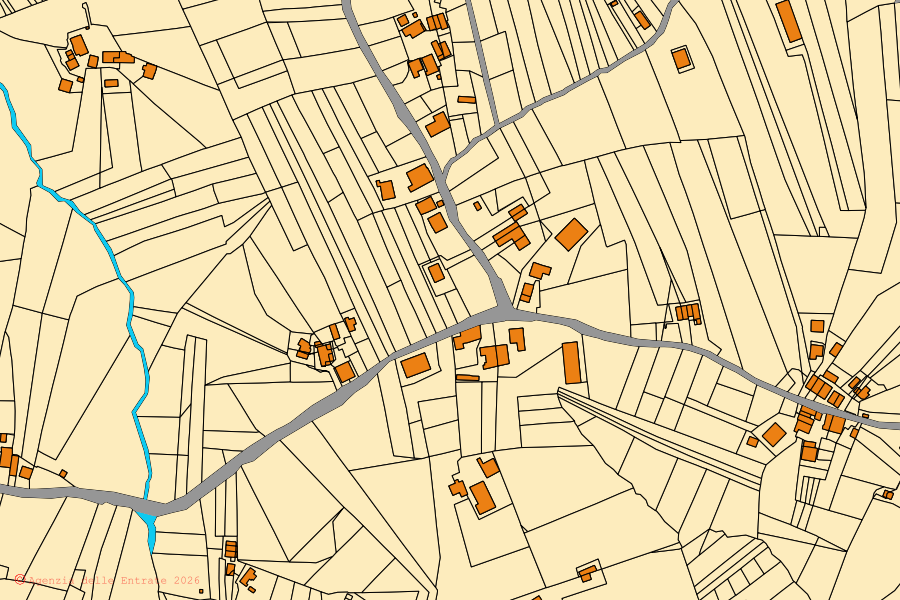 Cadastral map of the centre of Baranello: parcels and buildings, Agenzia delle Entrate cartography