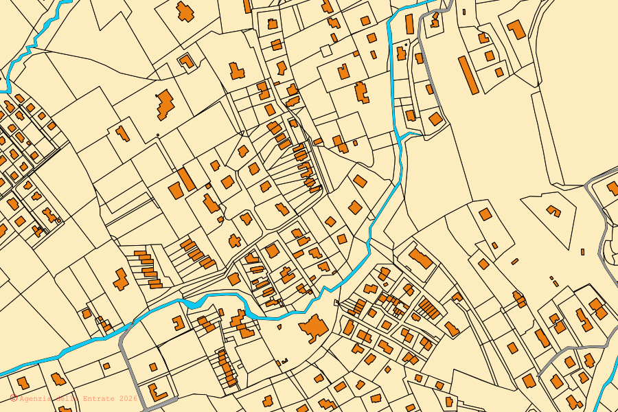 Cadastral map of the centre of Bardolino: parcels and buildings, Agenzia delle Entrate cartography