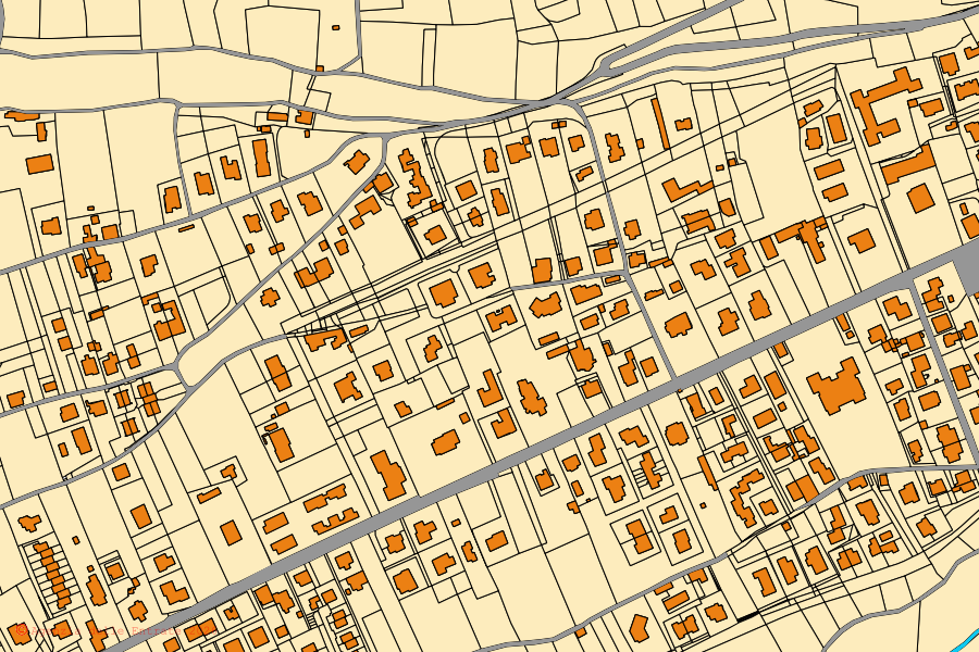 Cadastral map of the centre of Barga: parcels and buildings, Agenzia delle Entrate cartography