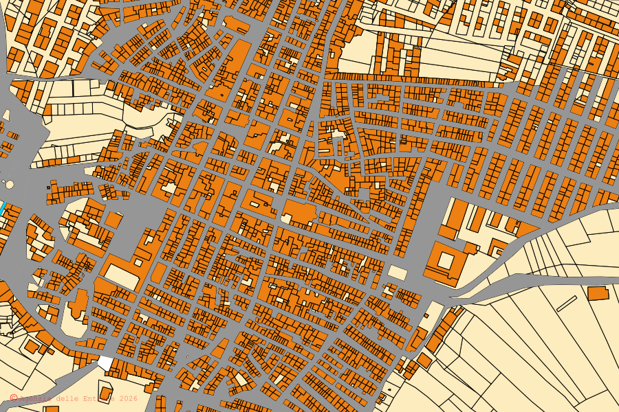 Cadastral map of the centre of Barrafranca: parcels and buildings, Agenzia delle Entrate cartography