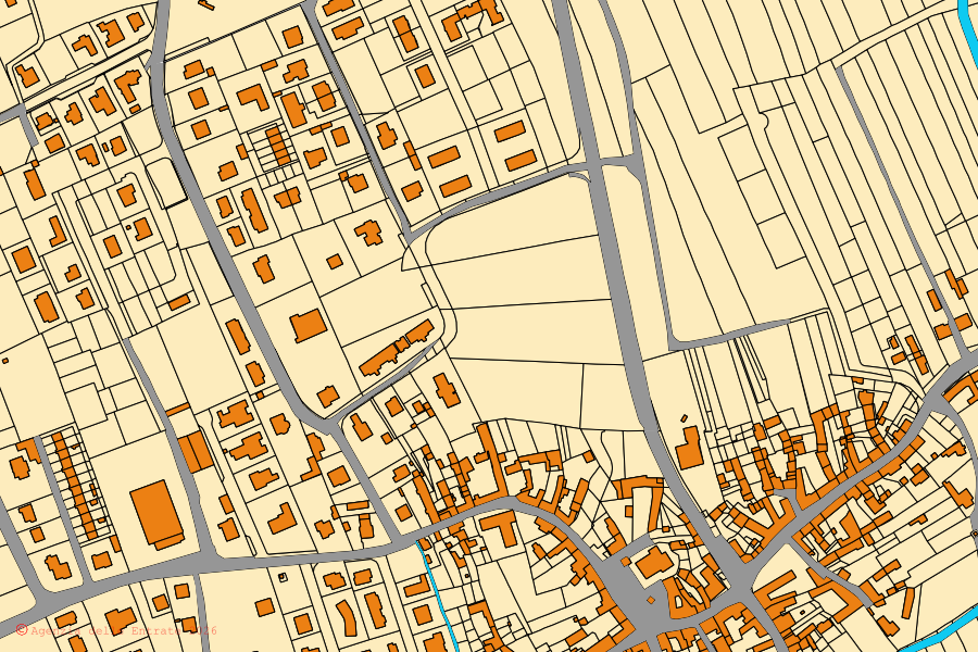Cadastral map of the centre of Basiliano: parcels and buildings, Agenzia delle Entrate cartography
