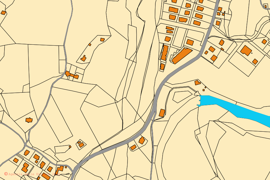 Cadastral map of the centre of Belforte del Chienti: parcels and buildings, Agenzia delle Entrate cartography