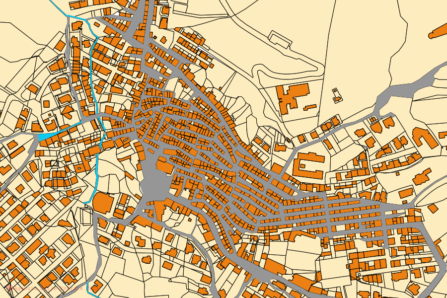 Cadastral map of the centre of Berchidda: parcels and buildings, Agenzia delle Entrate cartography