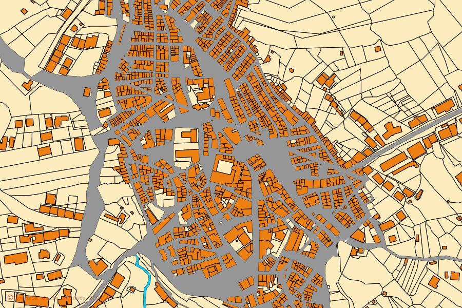 Cadastral map of the centre of Bivona: parcels and buildings, Agenzia delle Entrate cartography