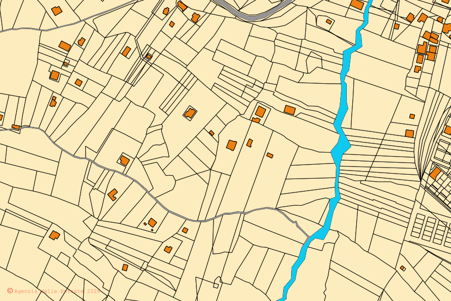 Cadastral map of the centre of Bolognetta: parcels and buildings, Agenzia delle Entrate cartography