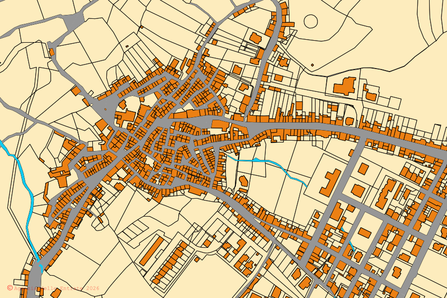 Cadastral map of the centre of Bonnanaro: parcels and buildings, Agenzia delle Entrate cartography