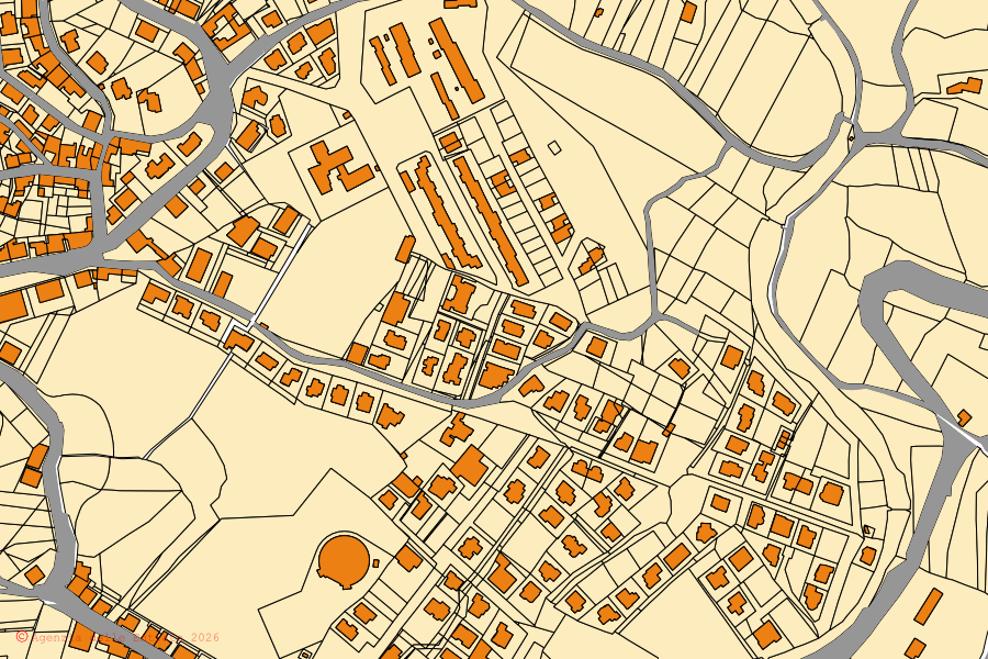 Cadastral map of the centre of Bono: parcels and buildings, Agenzia delle Entrate cartography