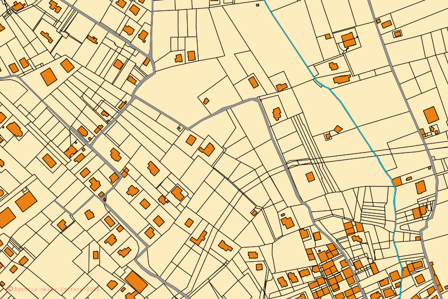 Cadastral map of the centre of Borgetto: parcels and buildings, Agenzia delle Entrate cartography