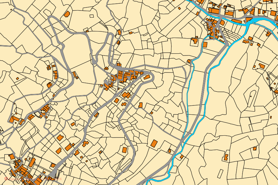 Cadastral map of the centre of Borgo a Mozzano: parcels and buildings, Agenzia delle Entrate cartography