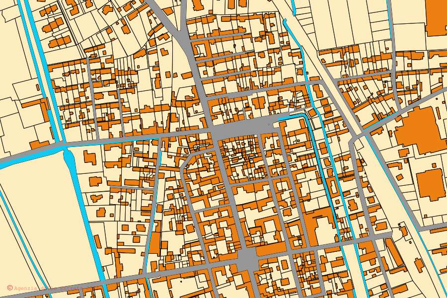Cadastral map of the centre of Borgolavezzaro: parcels and buildings, Agenzia delle Entrate cartography