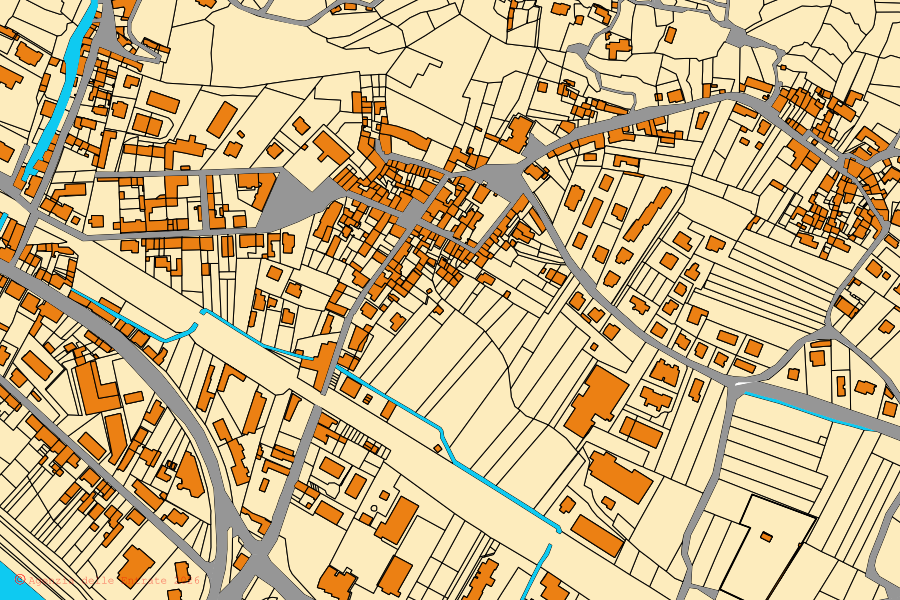 Cadastral map of the centre of Borgone Susa: parcels and buildings, Agenzia delle Entrate cartography