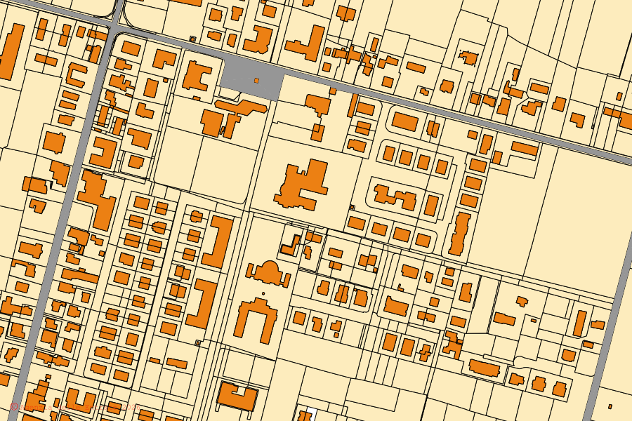 Cadastral map of the centre of Borgoricco: parcels and buildings, Agenzia delle Entrate cartography