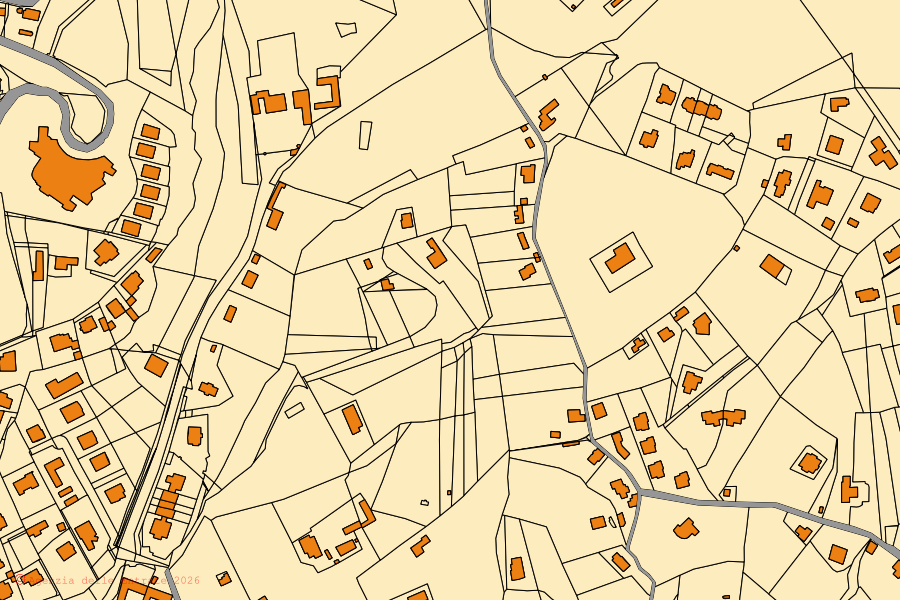Cadastral map of the centre of Bra: parcels and buildings, Agenzia delle Entrate cartography