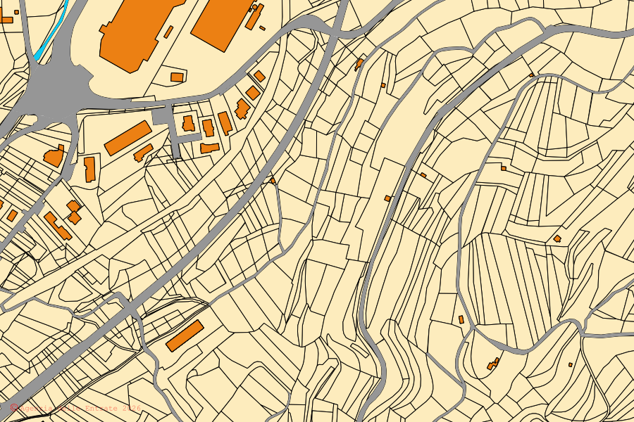 Cadastral map of the centre of Braone: parcels and buildings, Agenzia delle Entrate cartography