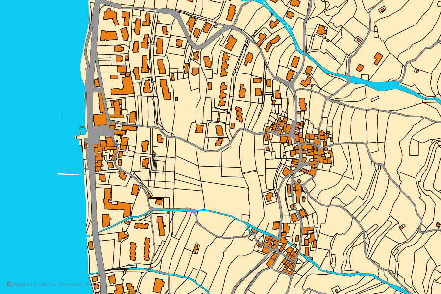 Cadastral map of the centre of Brenzone sul Garda: parcels and buildings, Agenzia delle Entrate cartography