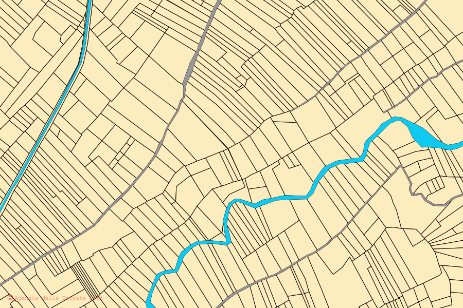 Cadastral map of the centre of Bugnara: parcels and buildings, Agenzia delle Entrate cartography