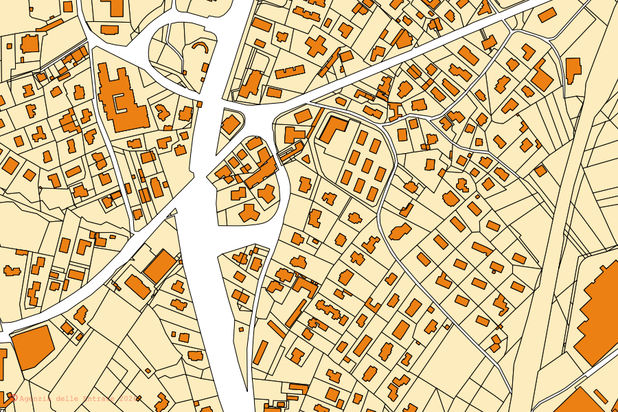 Cadastral map of the centre of Buguggiate: parcels and buildings, Agenzia delle Entrate cartography
