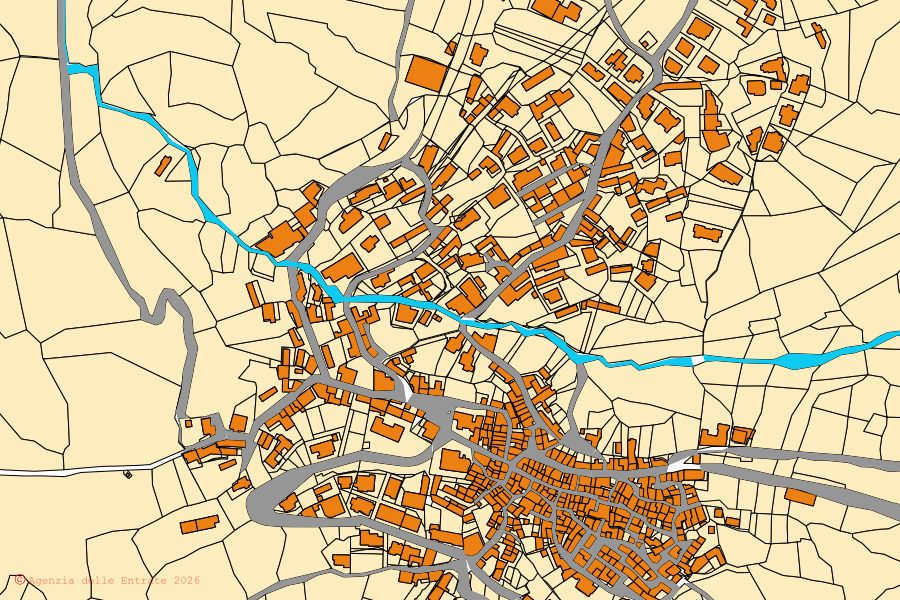 Cadastral map of the centre of Burgos: parcels and buildings, Agenzia delle Entrate cartography