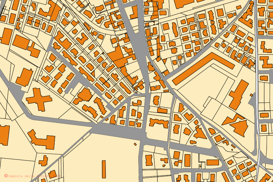Cadastral map of the centre of Bussolengo: parcels and buildings, Agenzia delle Entrate cartography