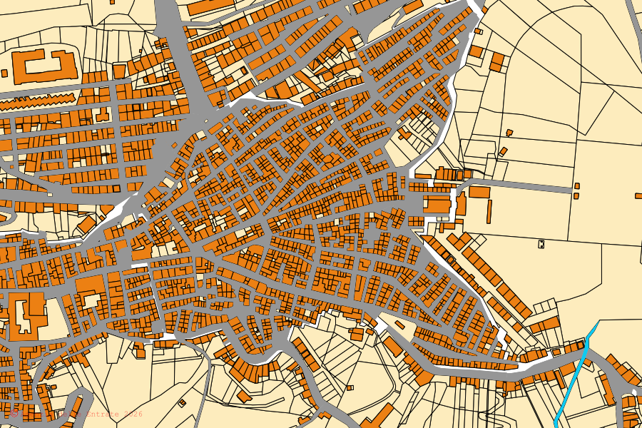 Cadastral map of the centre of Calatafimi-Segesta: parcels and buildings, Agenzia delle Entrate cartography