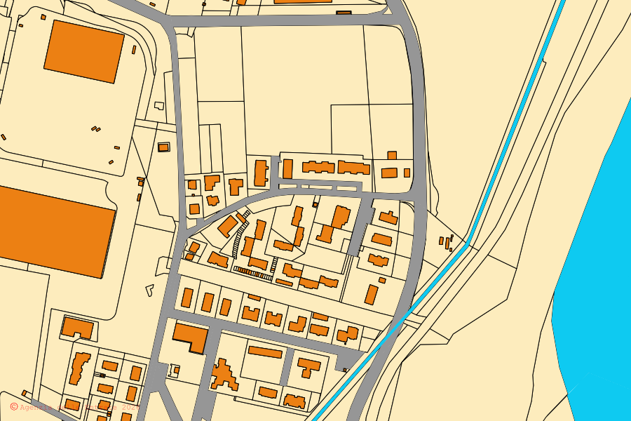 Cadastral map of the centre of Calderara di Reno: parcels and buildings, Agenzia delle Entrate cartography