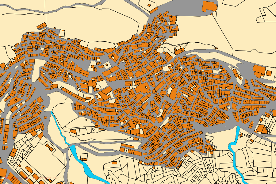Cadastral map of the centre of Caltabellotta: parcels and buildings, Agenzia delle Entrate cartography