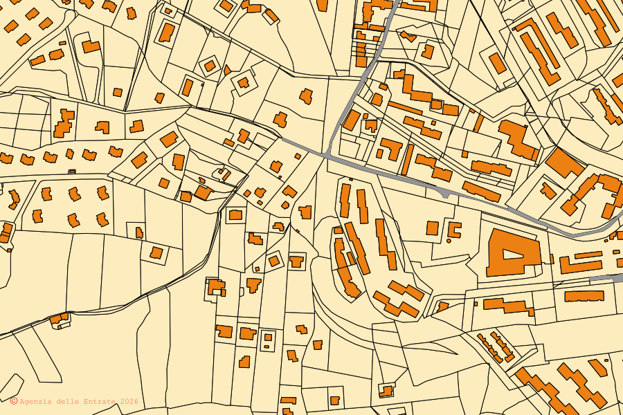 Cadastral map of the centre of Caltanissetta: parcels and buildings, Agenzia delle Entrate cartography