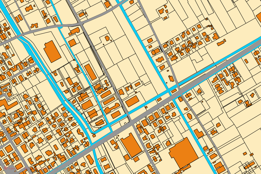 Cadastral map of the centre of Camaiore: parcels and buildings, Agenzia delle Entrate cartography