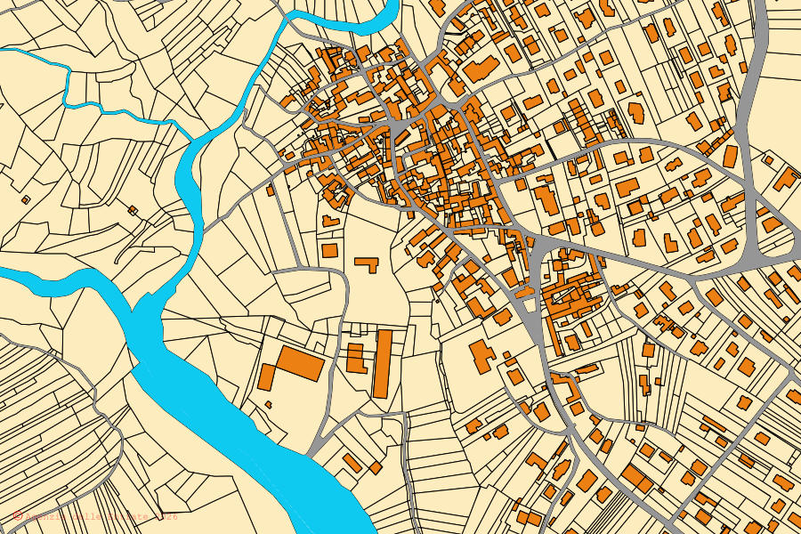 Cadastral map of the centre of Cambiasca: parcels and buildings, Agenzia delle Entrate cartography