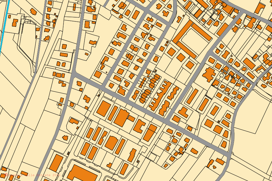 Cadastral map of the centre of Campagna Lupia: parcels and buildings, Agenzia delle Entrate cartography